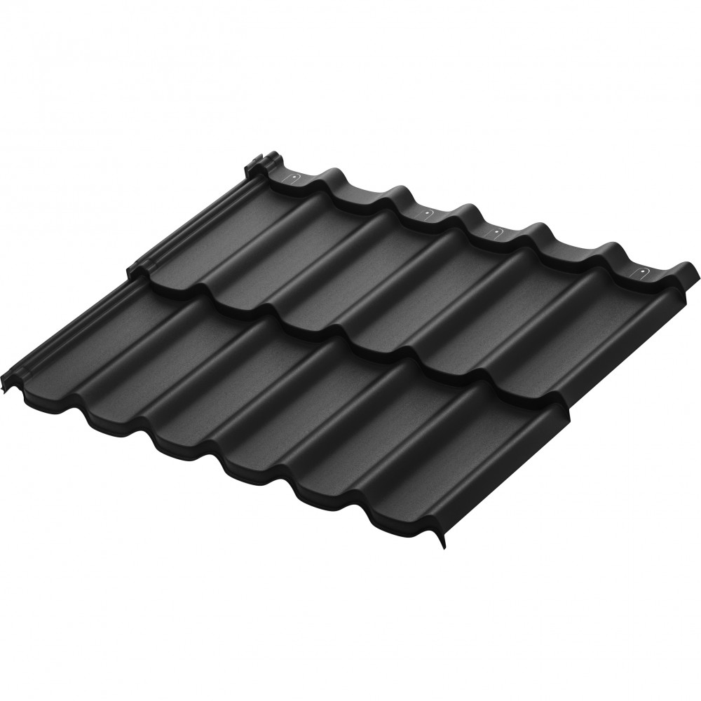 Модульная металлическая черепица Стокгольм XXL (RAL9005) 1185х875 мм Rooftop